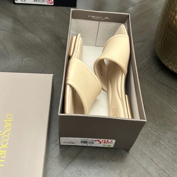 Franco Sarto Caven Slide Sandals - Cream Leather - Picture 2 of 7